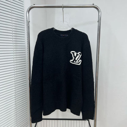 LC03   Men's and women's classic letter jacquard round neck sweater in front and back clothes