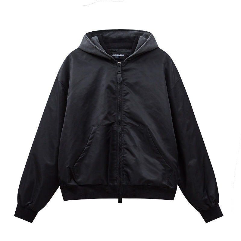BC03   Cotton jacket with double ring zipper, black flight suit jacket, warm jacket  clothes