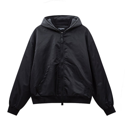 BC03   Cotton jacket with double ring zipper, black flight suit jacket, warm jacket  clothes
