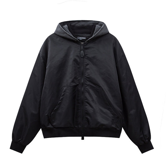 BC03   Cotton jacket with double ring zipper, black flight suit jacket, warm jacket  clothes