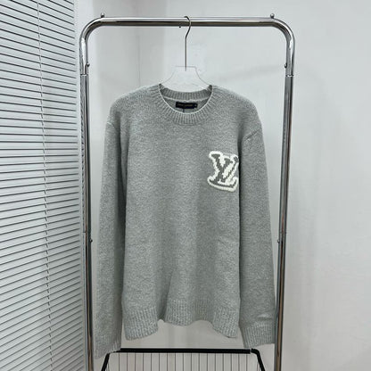 LC03   Men's and women's classic letter jacquard round neck sweater in front and back clothes