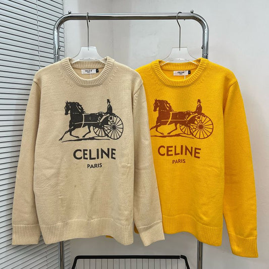 EC02   Men's and women's carriage driver pattern jacquard round neck sweater clothes