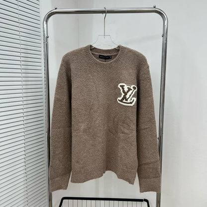 LC03   Men's and women's classic letter jacquard round neck sweater in front and back clothes
