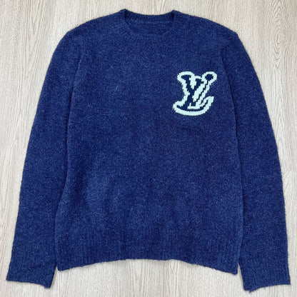 LC03   Men's and women's classic letter jacquard round neck sweater in front and back clothes