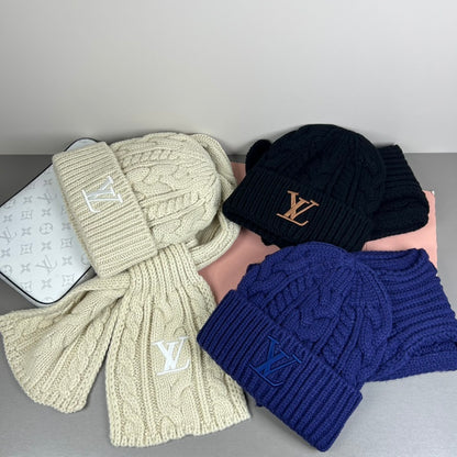 LH5  New Wool & Cashmere Set, Scarf + Hat