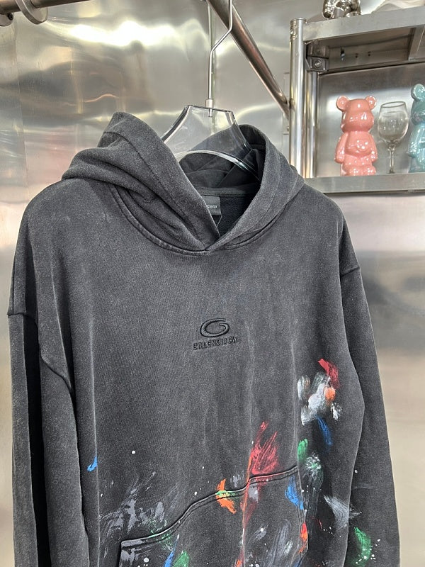 BC02  Men's and women's hand-painted graffiti long sleeved hooded sweatshirt Clothes
